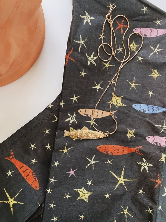 Brass Fish Trout Anchovy Necklace | Length 18"