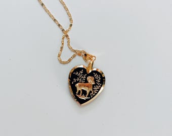 Vintage Intaglio Heart-Shaped Zodiac Necklaces