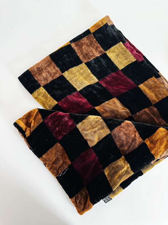 1990s Velvet Checkered Scarf