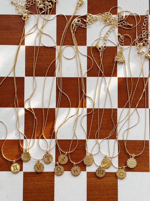 Vintage Zodiac Astrology Dainty Charm Necklace