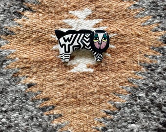 Laurel Burch Painted Zebra Cat Brooch