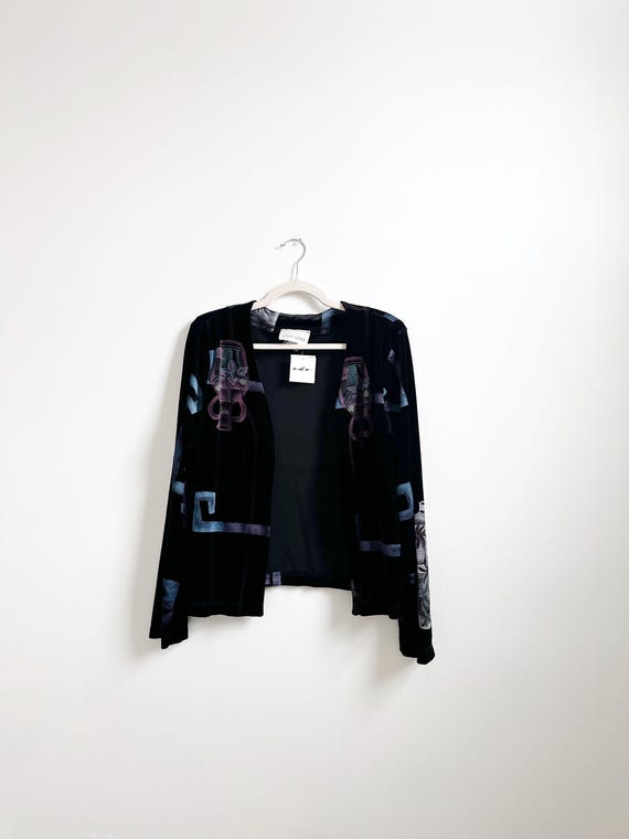 90s Velvet Open Cardigan | Size M