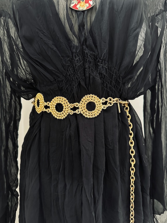 Textured Gold Plated Chain Belt | Waist: up to 36"