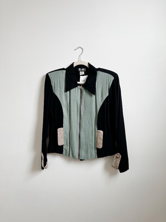 Colorblock Zippered Blouse | Size M/LG