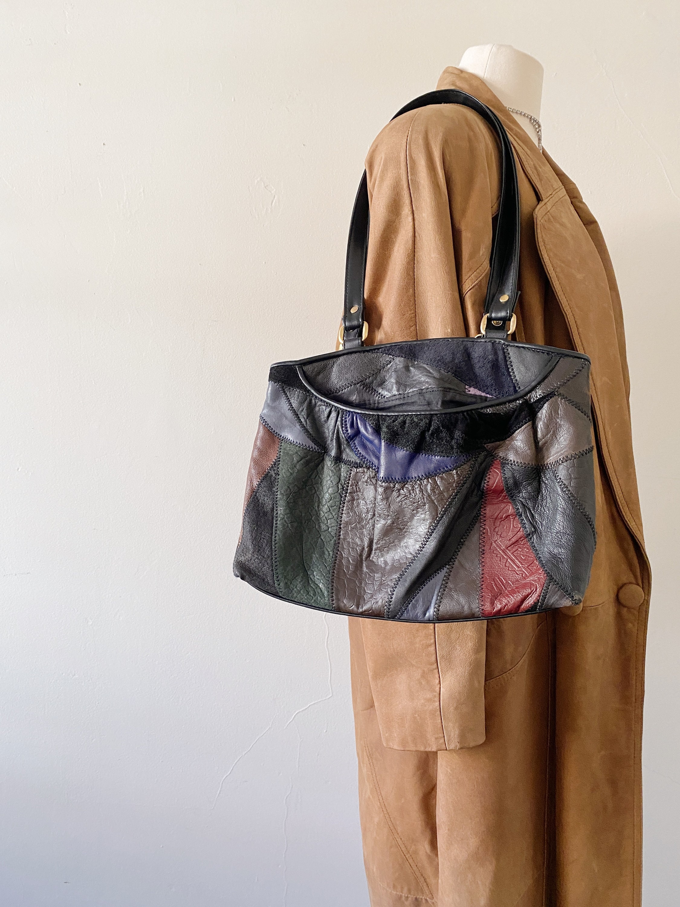 Vintage Saddle River Leather Patchwork Crossbody Handbag - Etsy India