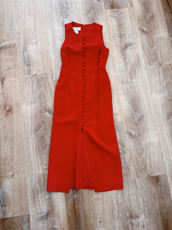 90s Tomato Red Bodycon Maxi | Size XS SM