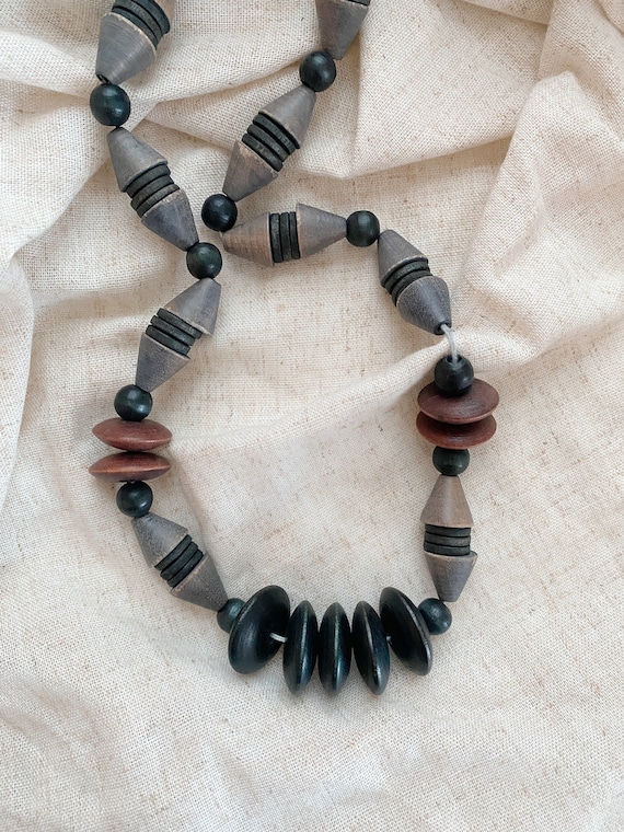 Dark Neutral Beaded Necklace - image 2