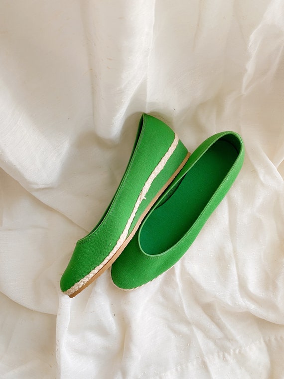 Vintage Kelly Green Grasshoppers Wedges | Size 6