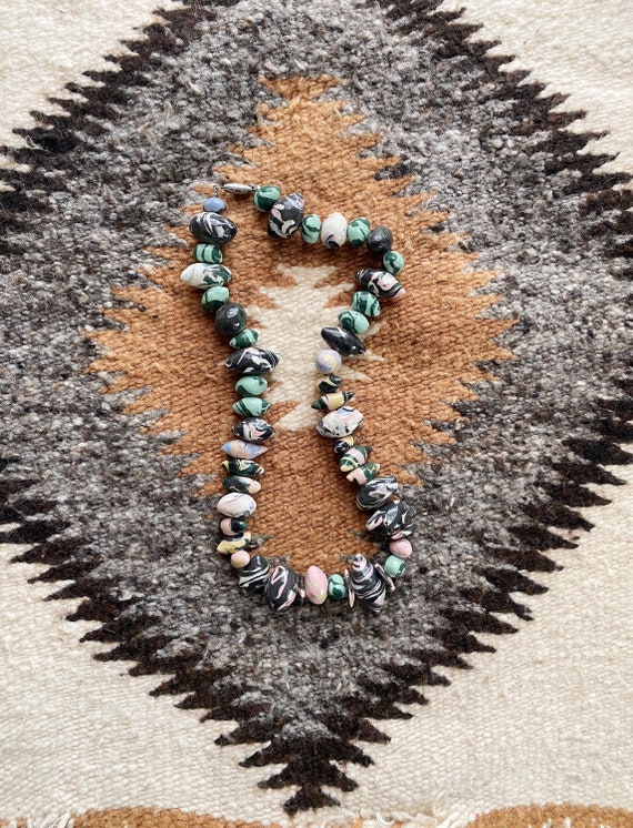 Marbleized Beaded Clay Necklace | 22" Length