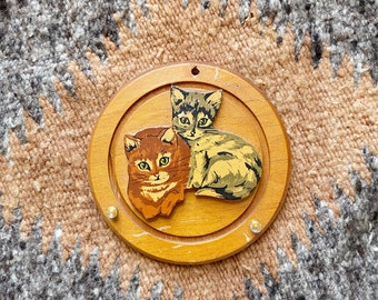 Vintage Wooden Kitty Wall Hanging