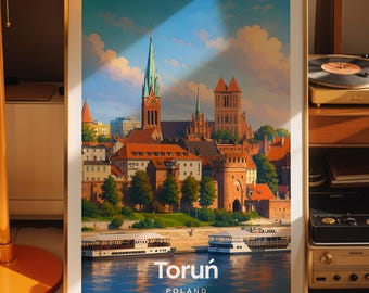 Kunstdruck Torun, Stadtbildposter Torun, gedrucktes Stadtbild auf Fotopapier
