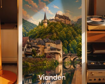 Vianden art print, Vianden cityscape poster, printed city art on photo paper
