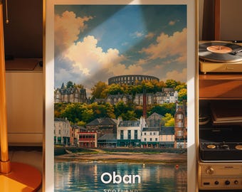 Oban konsttryck, Oban stadsbild poster, tryckt stadskonst på fotopapper