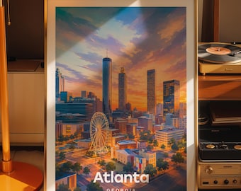 Atlanta art print, Atlanta cityscape poster, printed city art on photo paper