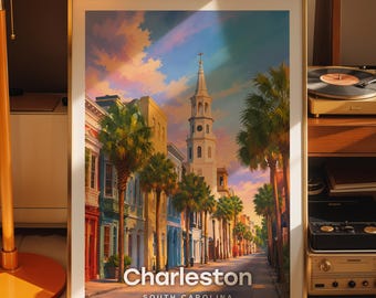 Charleston art print, Charleston cityscape poster, printed city art on photo paper