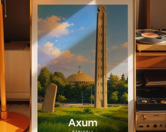 Axum art print, Axum cityscape poster, printed city art on photo paper