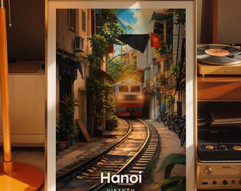 Hanoi art print, Hanoi cityscape poster, printed city art on photo paper