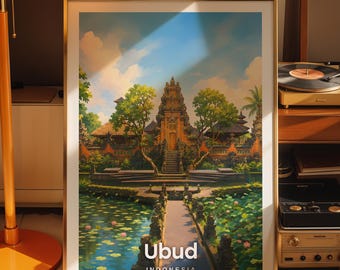 Ubud art print, Ubud cityscape poster, printed city art on photo paper