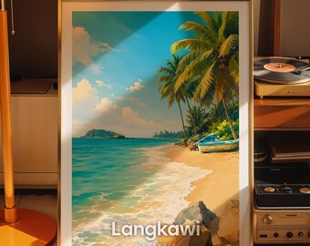 Langkawi art print, Langkawi cityscape poster, printed city art on photo paper