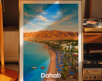 Dahab art print, Dahab cityscape poster, printed city art on photo paper