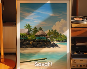 Savai'i art print, Savai'i cityscape poster, printed city art on photo paper