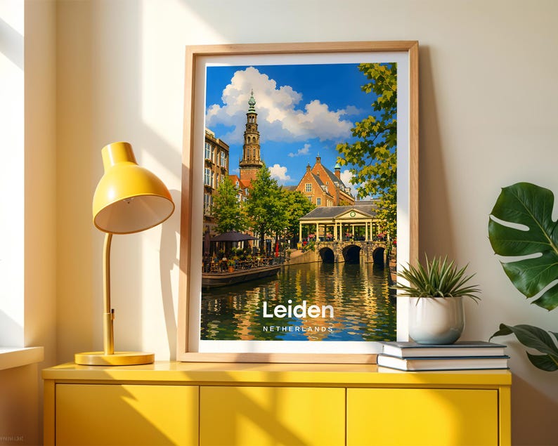 Leiden Art Print, Leiden Cityscape Poster, Printed City Art on Photo ...