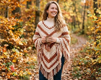 Modello per poncho all'uncinetto a maglia grossa – Sciarpa oversize da donna (download digitale) Adatto a principianti/intermedi Tutte le taglie