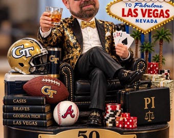Custom 12-Inch Bobblehead, Football, Baseball, Las Vegas Sign, Chair, Books, Briefcase, Dice, Cash, Mug, Cards, Glass