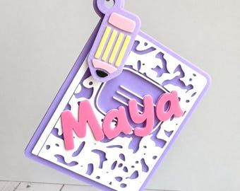 Personalized Composition Notebook Bag Tag | School Luggage Tag, Teacher backpack Accessory