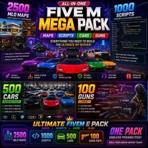 Fivem 2500 MLO MAP , 500 Cars , 1000 Scripts , 100 Guns
