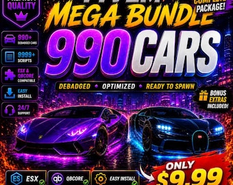 1500+ FiveM MLO Maps | 990+ Cars | Mega Script Bundle Bonus | ESX & QBCore Ready