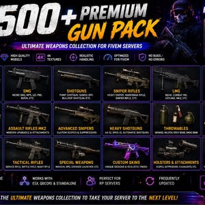 500+ Premium FiveM Gun Pack FREE 500 Scripts + 500 MLO Included