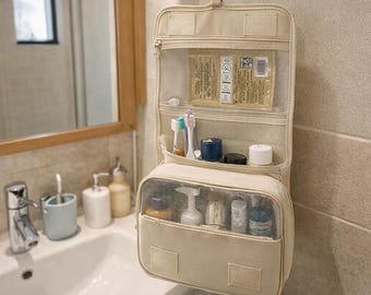 Travel Makeup Bag Waterproof – Hanging Toiletry Organizer, Large Cosmetic Bag with Hook