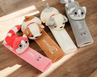 Housse de ceinture de sécurité animal mignon, épaulière chien dessin animé, protecteur de ceinture de sécurité chat peluche, coussin de ceinture de chiot anime kawaii, décoration de voiture chaton fille