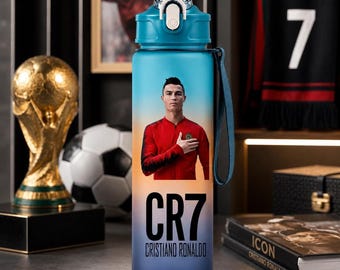Gourde bleue inspirée de Ronaldo Portugal - Gourde de football, cadeau pour les fans de football