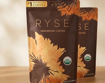 2 Pcs RYZE SUPERFOODS Mushroom Coffee , Grown Instant Coffee for Better Energy, Focus Digestion Immunity with Lions Mane & Turkey Tail