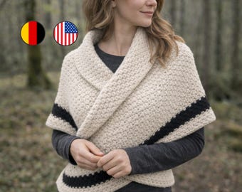 Outlander Shawl Crochet Pattern PDF | Cozy Triangle Wrap with Ties