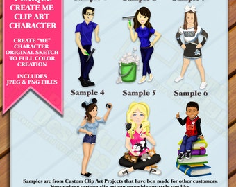 Clip Art, Create Me Custom Clip Art Character, JPEGs and PNGs, Build A Figure Create a Character for Clip Art,  Commercial or Personal Use