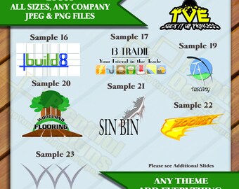 Custom Logos - Any Size - Multiple Samples, JPEG and PNG files Included, Food, Beauty, Fishing, Construction, clothing industry logos