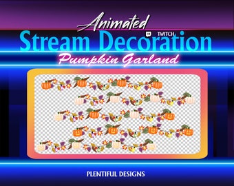 Stream Decorations | Animated Pumpkin Garland | White pumpkins | Orange pumpkins | White Jackolantern | Orange Jackolanter | Mixed | Static