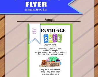 Custom - Vente de rummage, Dépliant de vente de rummage, vente de cour, vente de garage, dépliant de vente de cour, dépliant de vente de garage, signe, collecte de fonds,JPEG vous imprimez