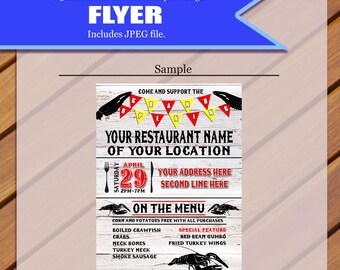 Custom - Crab Shack Flyer, Food Flyer, Grand Flyer d'ouverture, Griffes, Homard, Écrevisses, Bayou Restaurant Flyer,JPEG You Print