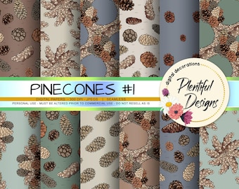 Fall Pine Cone Digital Paper - Seamless Designs - You print
