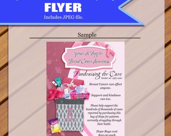 Personnalisé - Breast Cancer Flyer, Breast Cancer, Cancer Flyer, Pink Event Flyer, Hope Bag, Items for Wellbeing, Gifts,, JPEG You Print