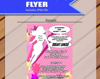 Custom - Pink Breast Cancer Flyer, Breast Cancer, Cancer Flyer, Pink Event Flyer, Wear Pink, Invitational Flyer, JPEG You Print