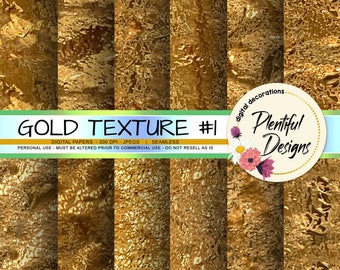 Gold Digital Paper - Seamless 12x12 - Foil - You Print, Gold planner paper, gold texture paper, digital gold paper, gold fabric print
