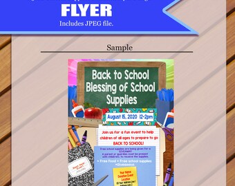 Custom - Fournitures De don Flyer, Donation Flyer, Fournitures scolaires, Fournitures de retour à l'école, Gagnant de la rentrée, Prix FlyerJPEG Vous imprimez