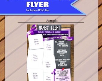 Custom - Pancreatic Cancer Fundraiser Flyer, PC Flyer, Fight against Cancer Flyer, Proceeds to Family,JPEG You Print