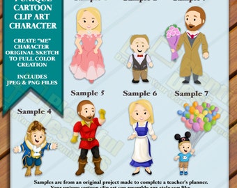 Custom Clip Art: ONE Custom Created Character from Sketch to Full 3D Color, JPEG and PNG Files Included