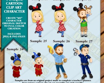 Custom Clip Art: ONE Custom Created Character from Sketch to Full 3D Color, JPEG and PNG Files Included